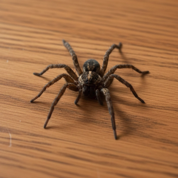 Wolf spider on a garage floor